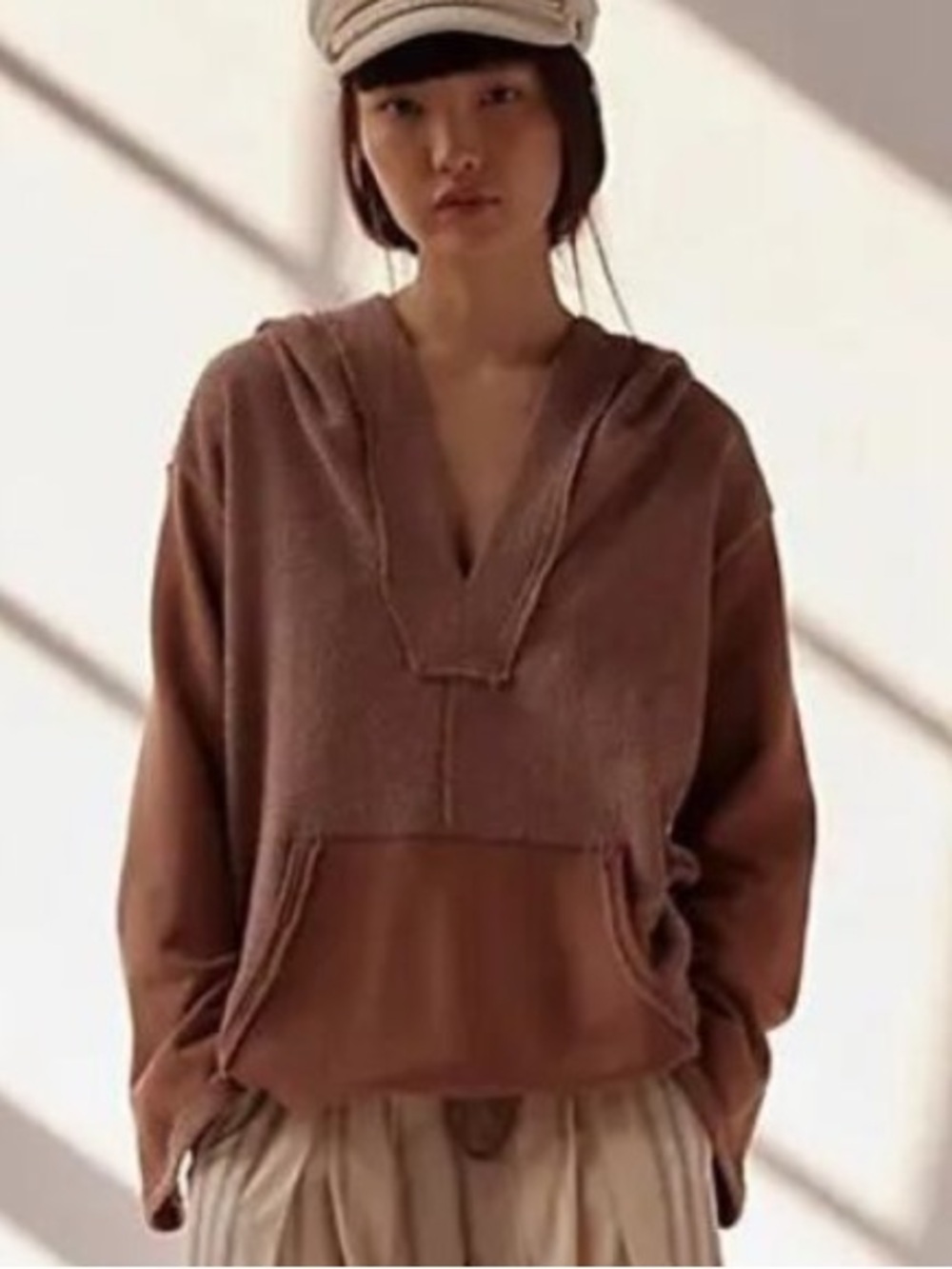 Free People Free-Est Raven Pullover Brown Loungewear Hoodie Sweatshirt Size M